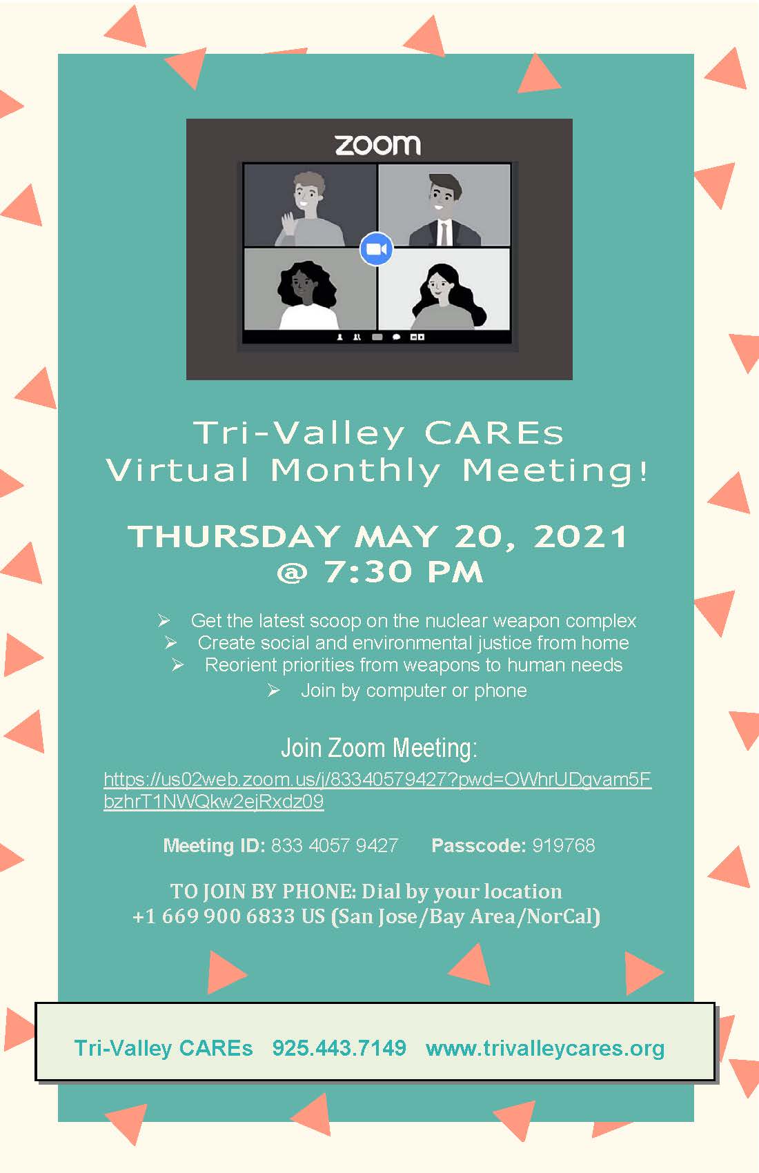Tri-Valley CAREs’ May Virtual Meeting
