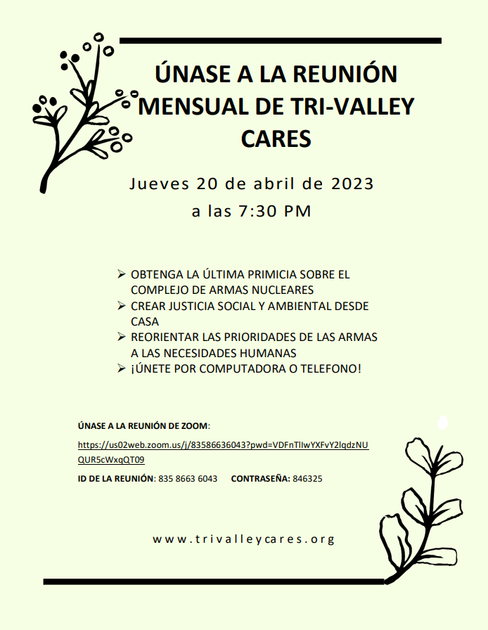 Reunión Virtual de Abril de Tri-Valley CAREs