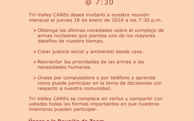 Reunión Virtual de Enero de Tri-Valley CAREs