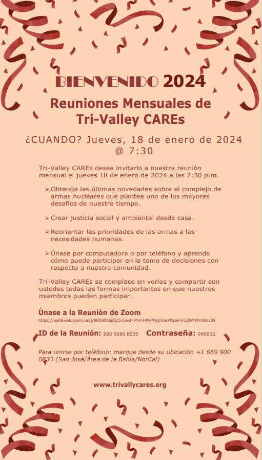 Reunión Virtual de Enero de Tri-Valley CAREs