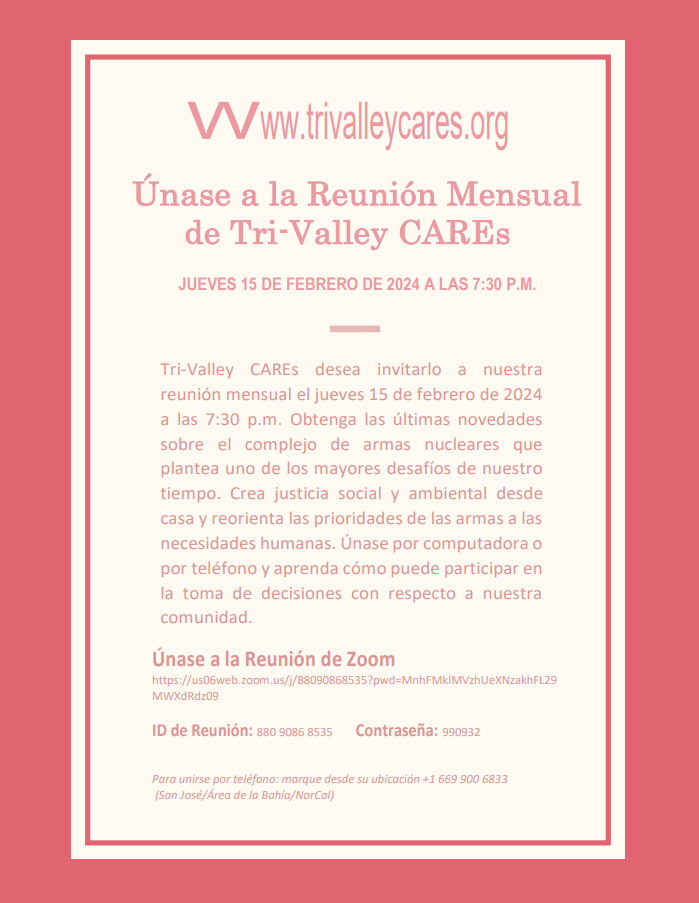 Reunión Virtual de Febrero de Tri-Valley CAREs