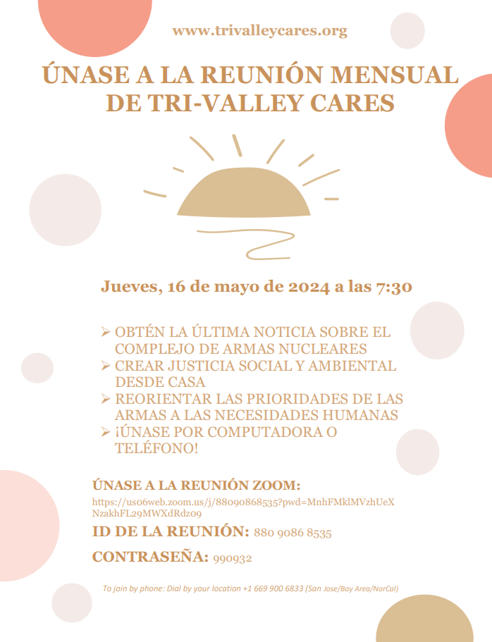 Reunión Virtual de Mayo de Tri-Valley CAREs