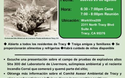 Reunión de la Comunidad Ambiental de Tracy – Jueves 29 de Agosto