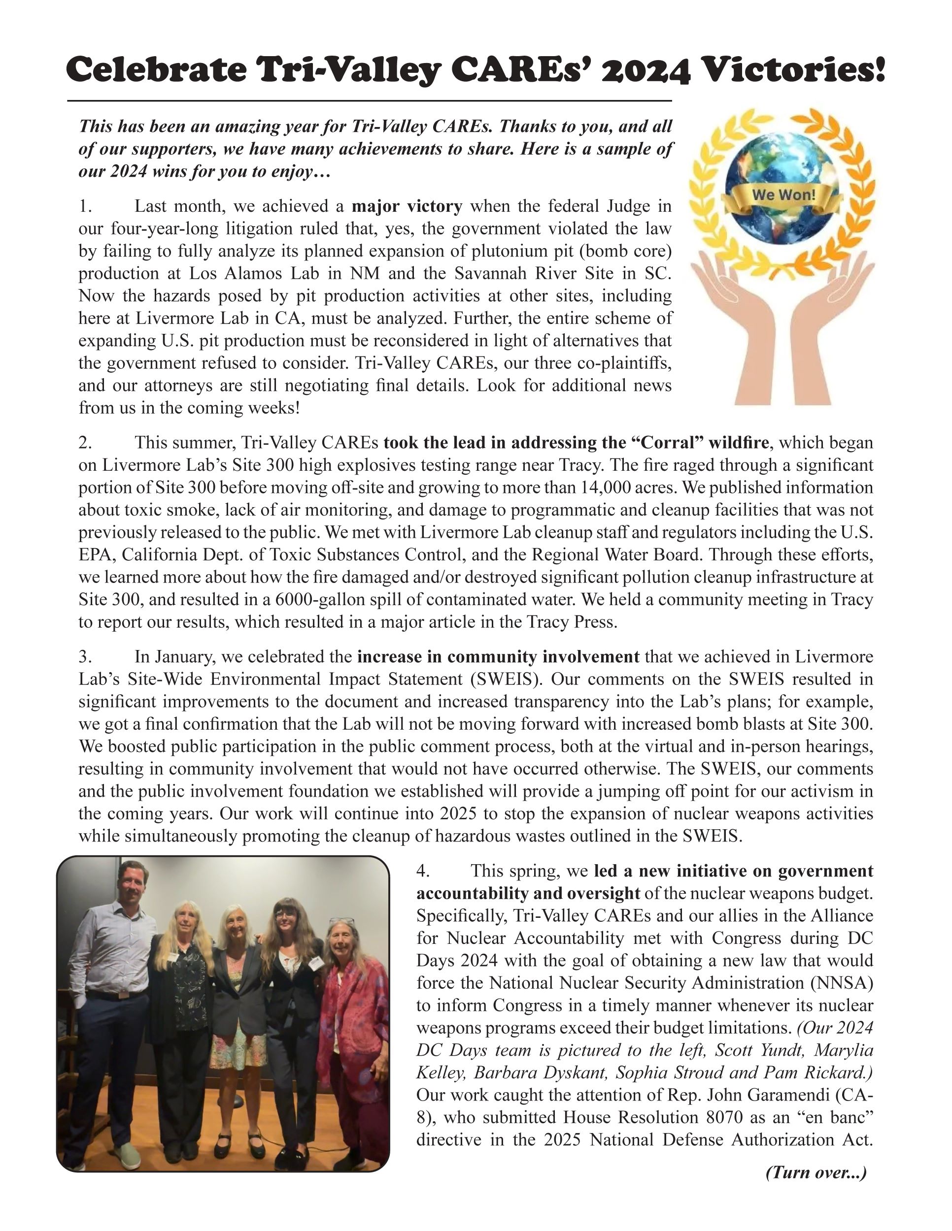 TVC Accomplishments Page 1