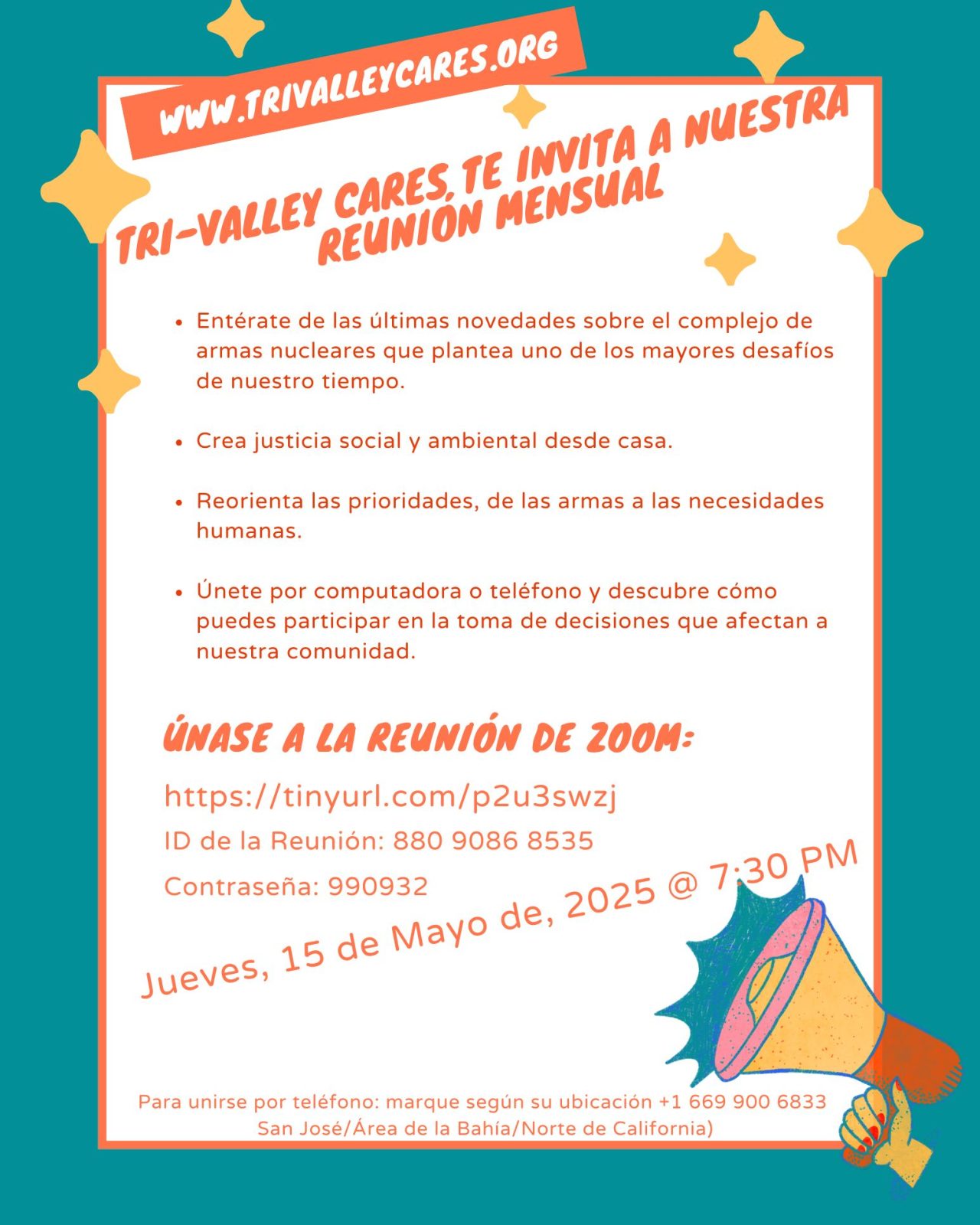 Reunión Virtual de Mayo de Tri-Valley CAREs