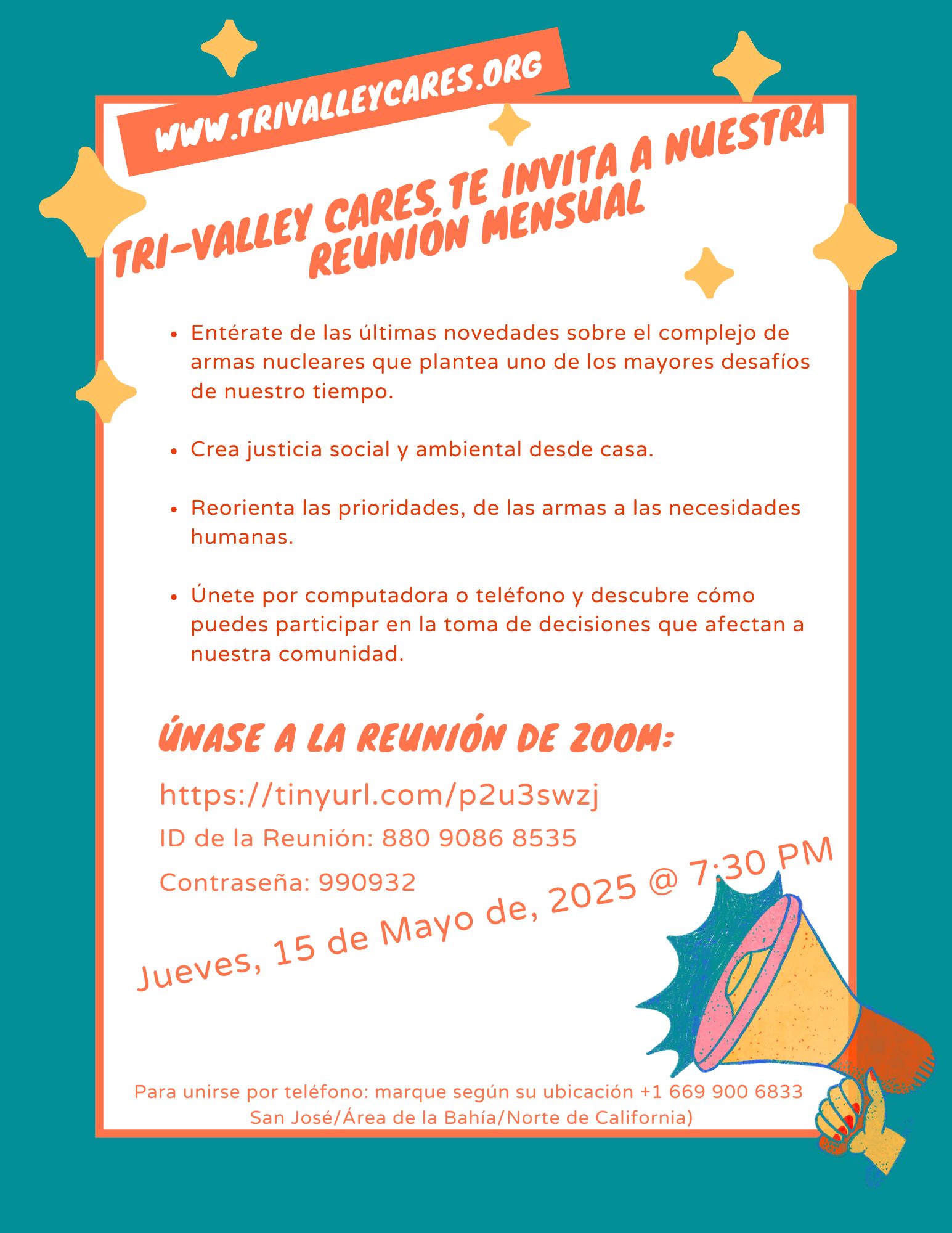 Reunión Virtual de Mayo de Tri-Valley CAREs