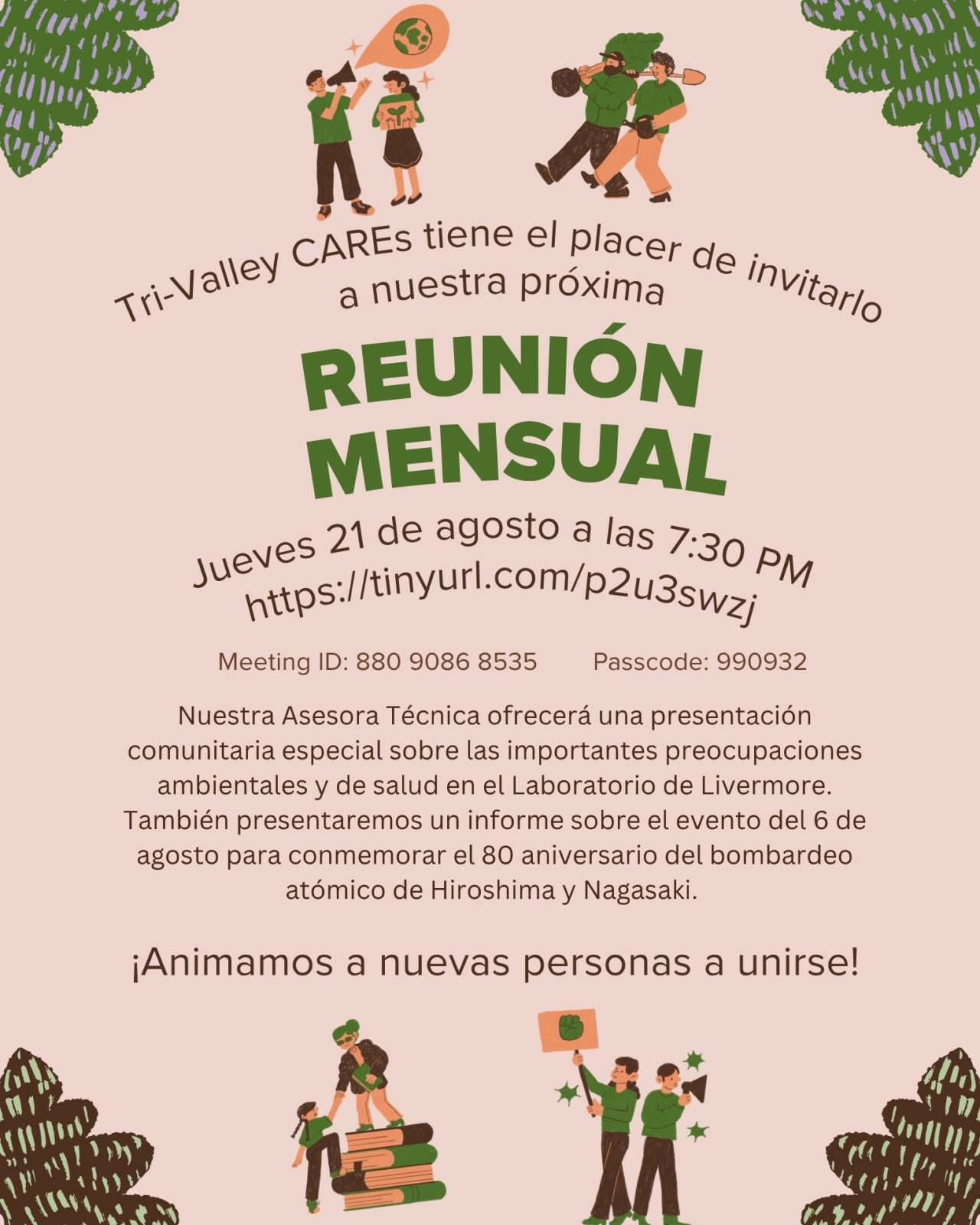 Reunión Virtual de Agosto de Tri-Valley CAREs