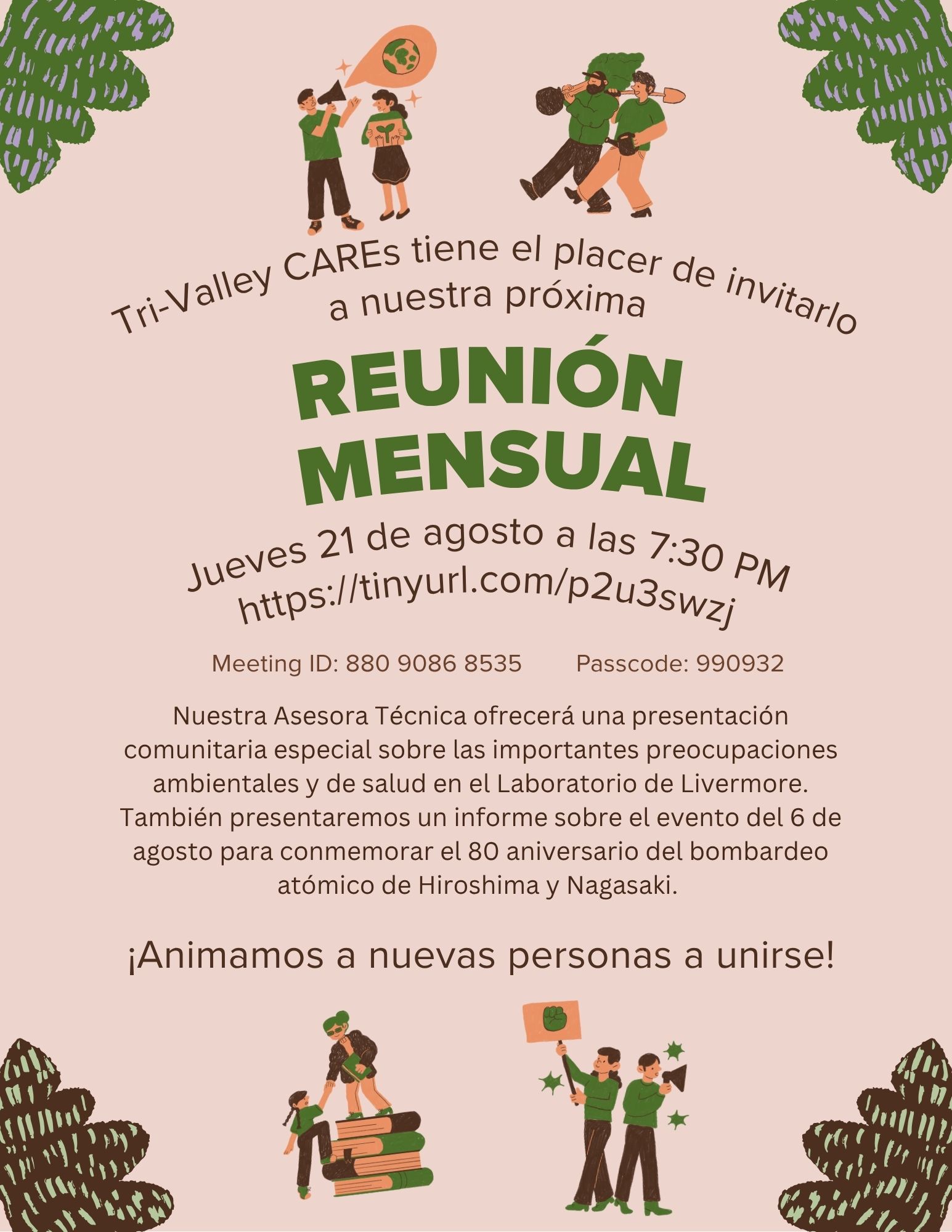 Reunión Virtual de Agosto de Tri-Valley CAREs