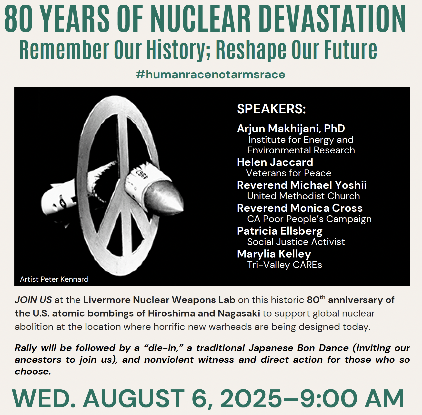 Stand with the Hibakusha and Stop Nuclear Weapons on August 6th at Livermore Lab