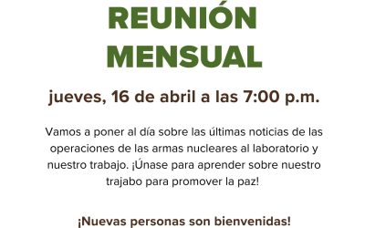 Tri-Valley CAREs le Invita a Nuestra Reunión Mensual de Abril